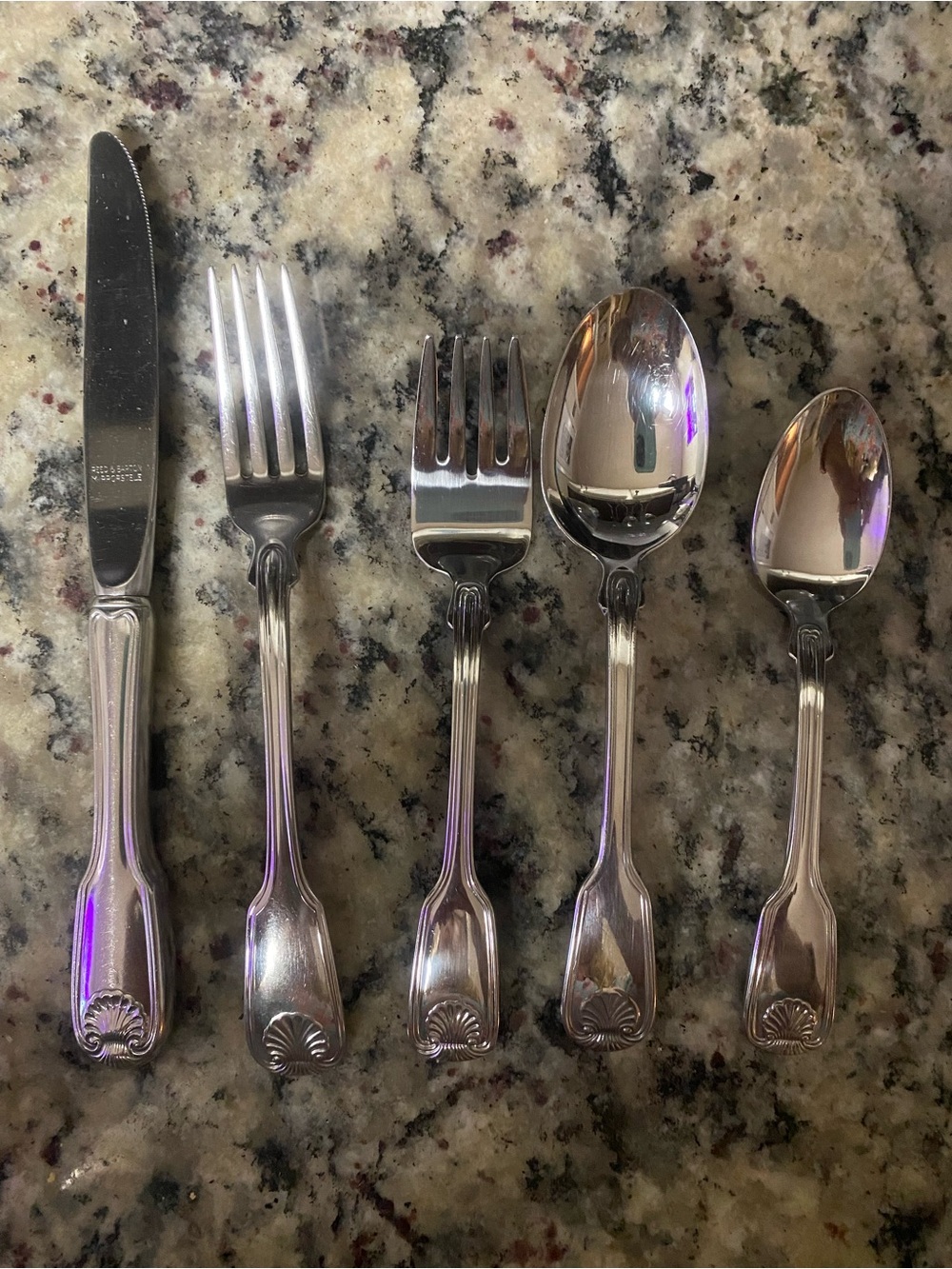 Reed & Barton Silver-Tone Shell Motif Flatware Set Colonial Shell pattern